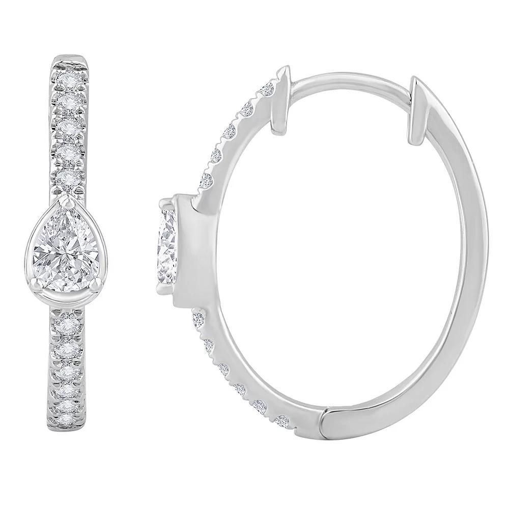 Diamond Medley 14k White Gold 1/2 Carat T.W. Lab-Grown Diamond Hoop Earrings, Women's, 14k Whgold Product Image