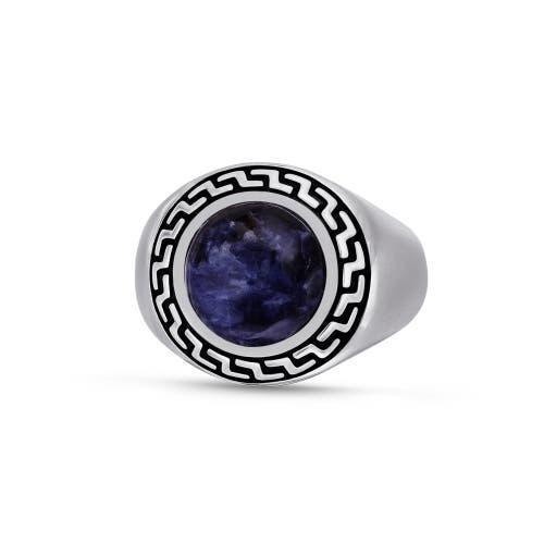 LuvMyJewelry Dark Blue Sodalite Sterling Silver Signet Men Ring at Nordstrom, Size 11 Product Image
