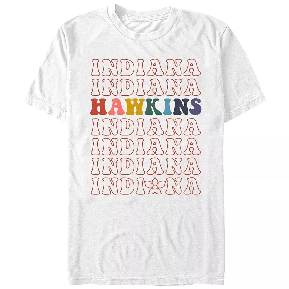Juniors' Stranger Things Hawkins Indiana Stack Text Boyfriend Graphic Tee, Women's, Size: Medium, White Product Image