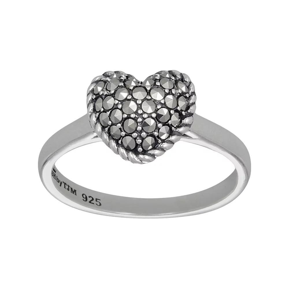 Lavish by TJM Sterling Silver Heart Ring, Women's, Size: 7, Black Product Image
