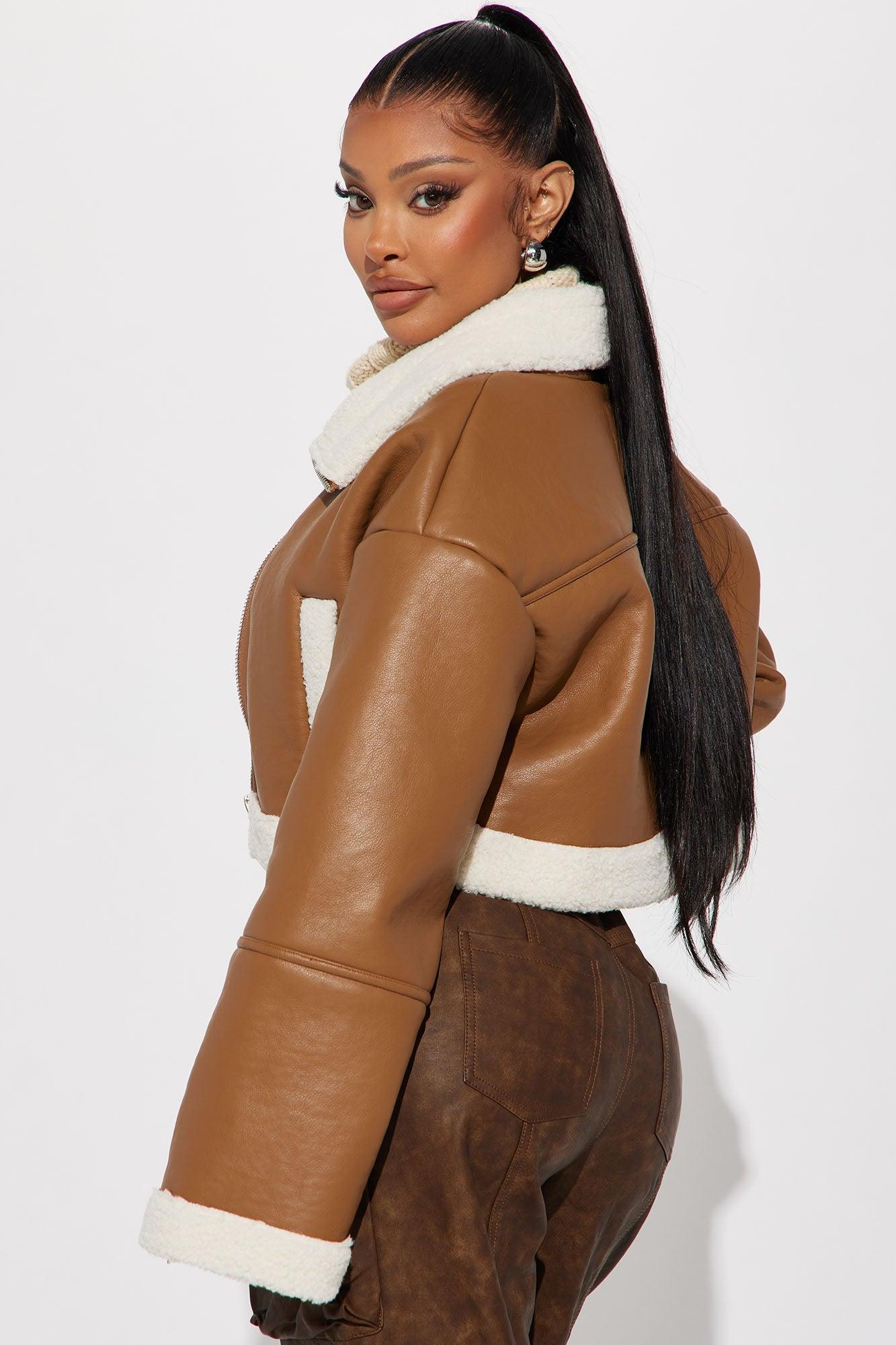Nights Out Faux Leather Jacket - Camel Product Image