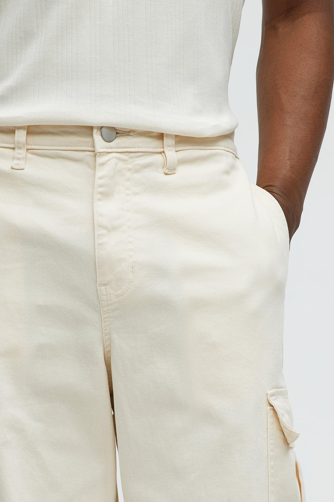 Yes Please Baggy Cargo Pants - Cream Product Image