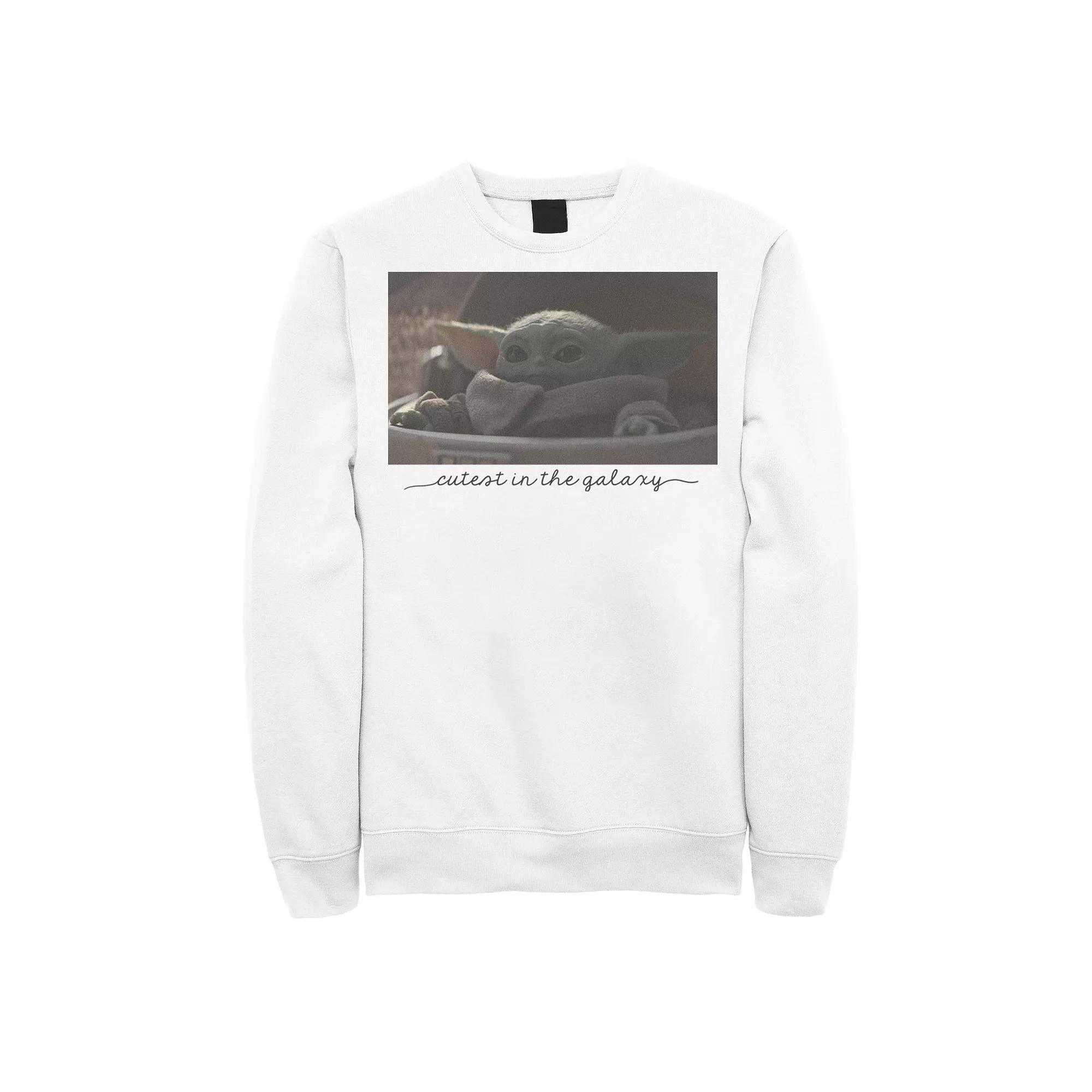 Men's Star Wars The Mandalorian The Child Cutest In The Galaxy Sweatshirt, Size: XXL, White Product Image