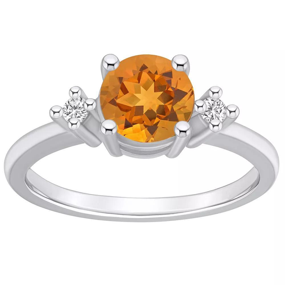 Alyson Layne 14k White Gold Round Citrine & Diamond Accent Ring, Women's, Size: 5 Product Image