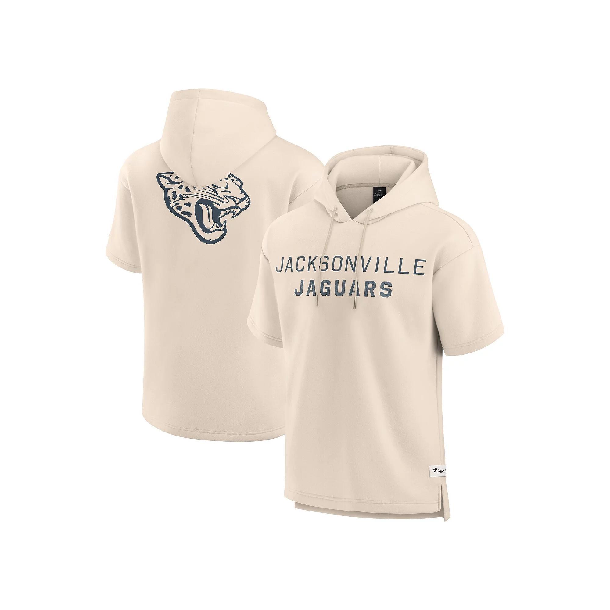 Men's Fanatics Cream Jacksonville Jaguars Elements Future Ground Lettering Short Sleeve Pullover Hoodie, Size: Small, Beige Product Image