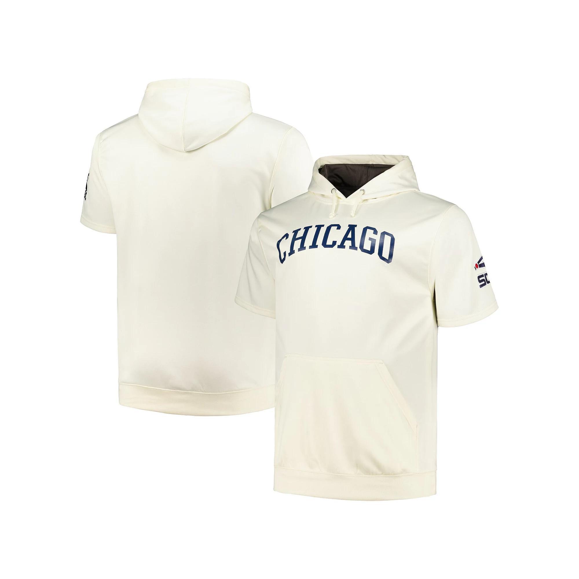 Men's Profile Oatmeal Chicago White Sox Big & Tall Contrast Short Sleeve Pullover Hoodie, Size: 3XLT, Team Product Image