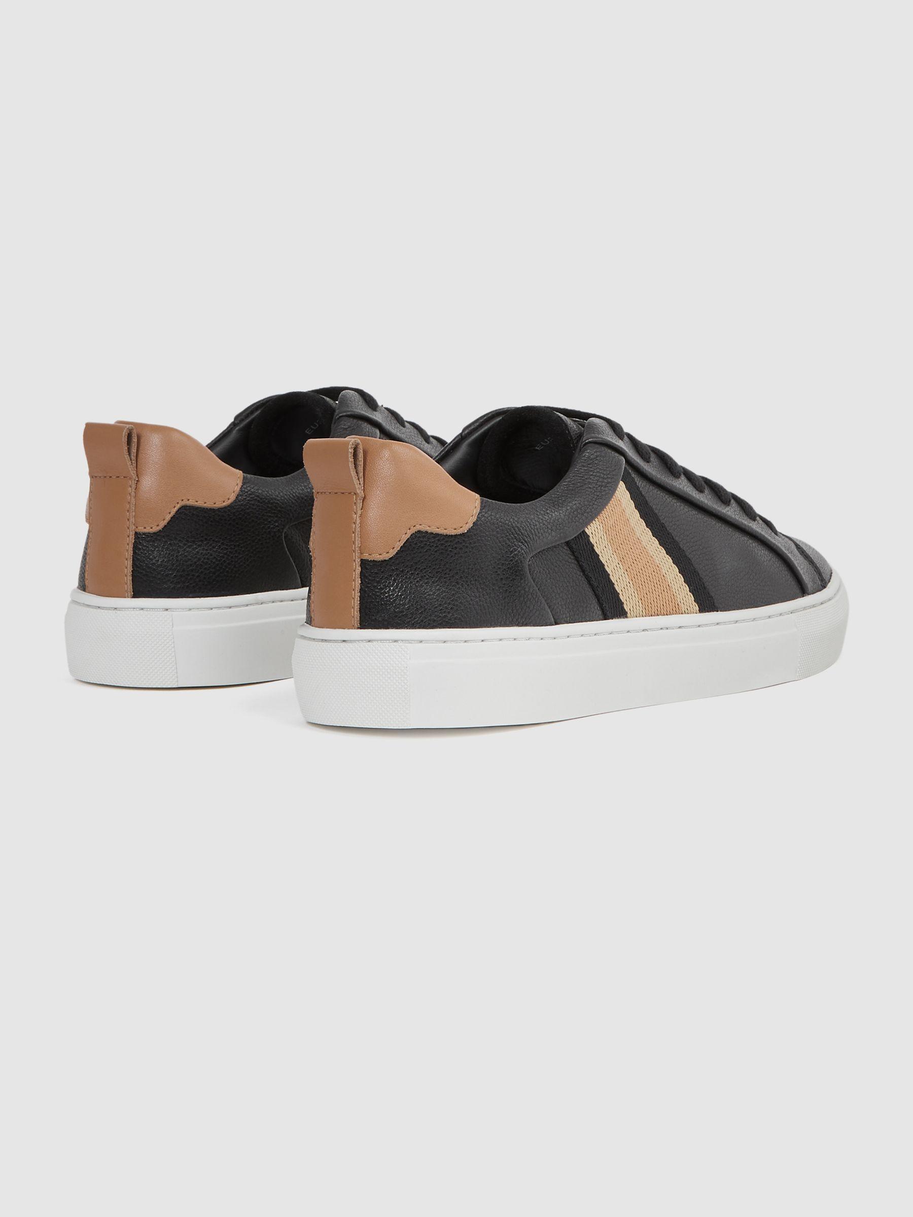 Leather Side Stripe Trainers in Black Product Image