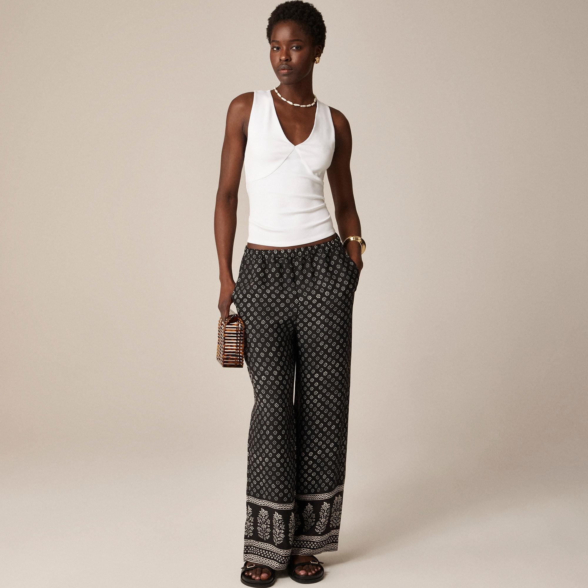 Stretch cotton-blend V-neck top Product Image
