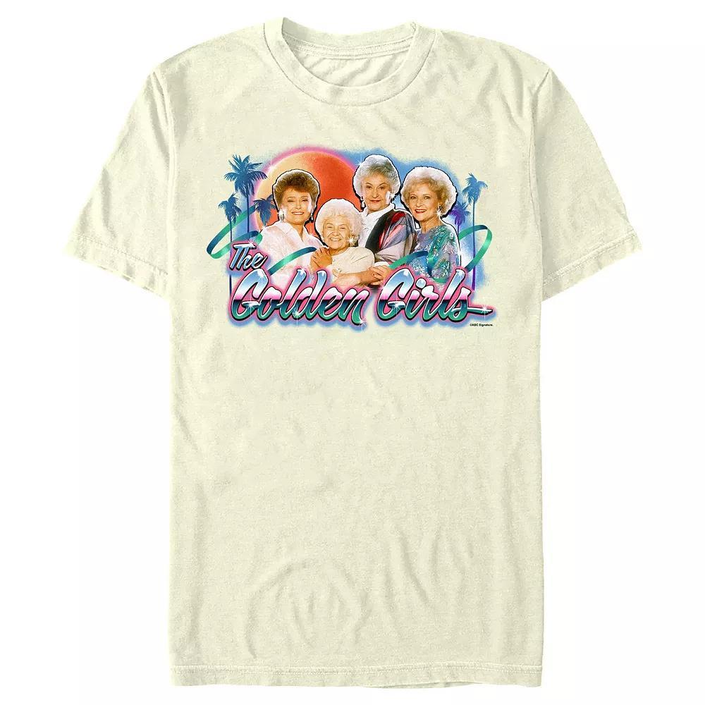 Men's Golden Girls Retro Wave Gals Graphic Tee, Size: Medium, Natural Product Image