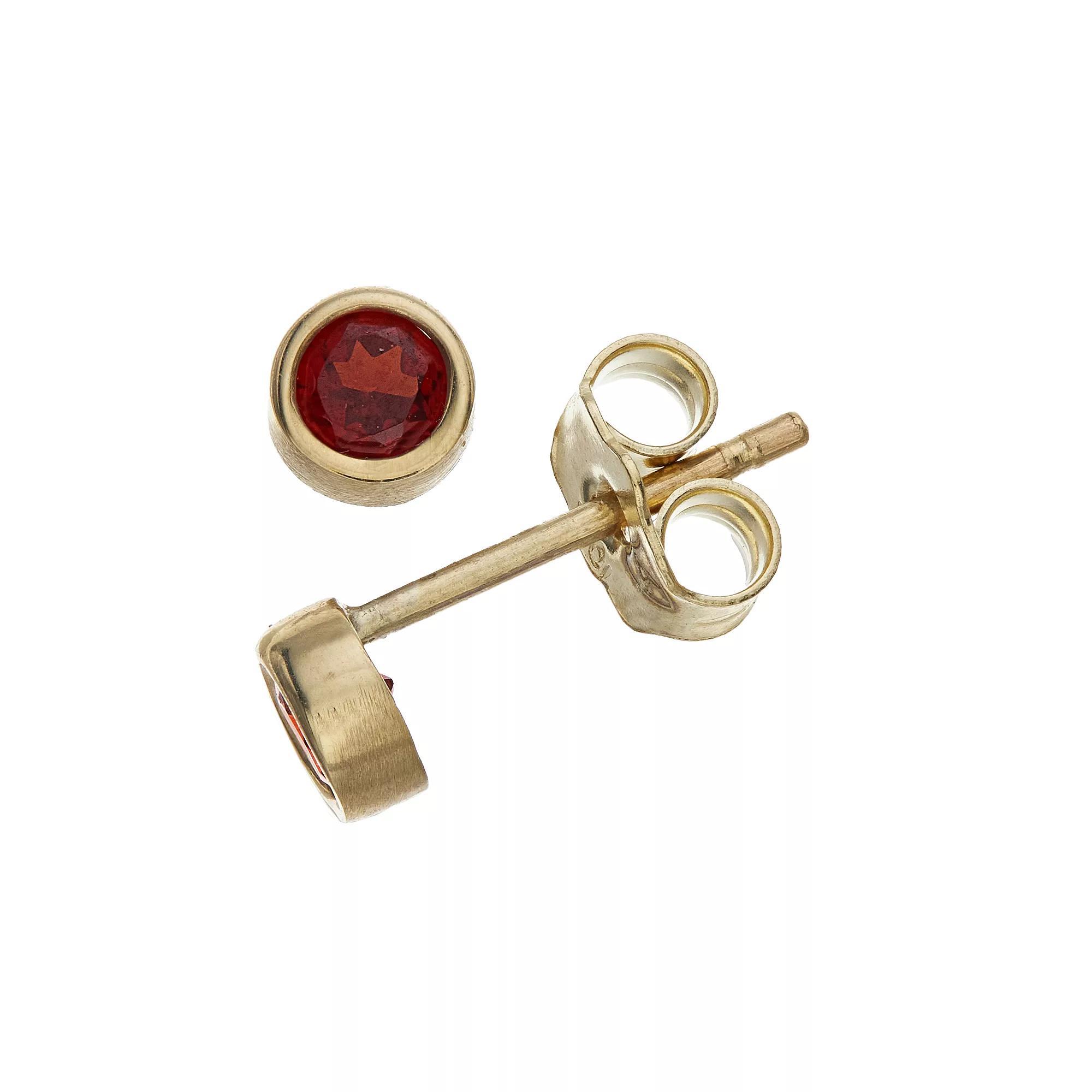 Kristen Kesho 10k Gold Round Birthstone Bezel Stud Earrings, Women's, January Product Image