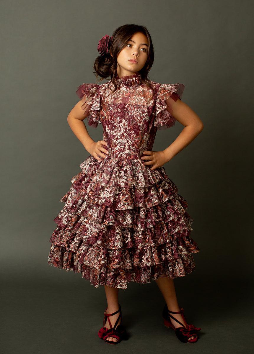 Anouk Petticoat Dress in Currant Floral Girls Product Image