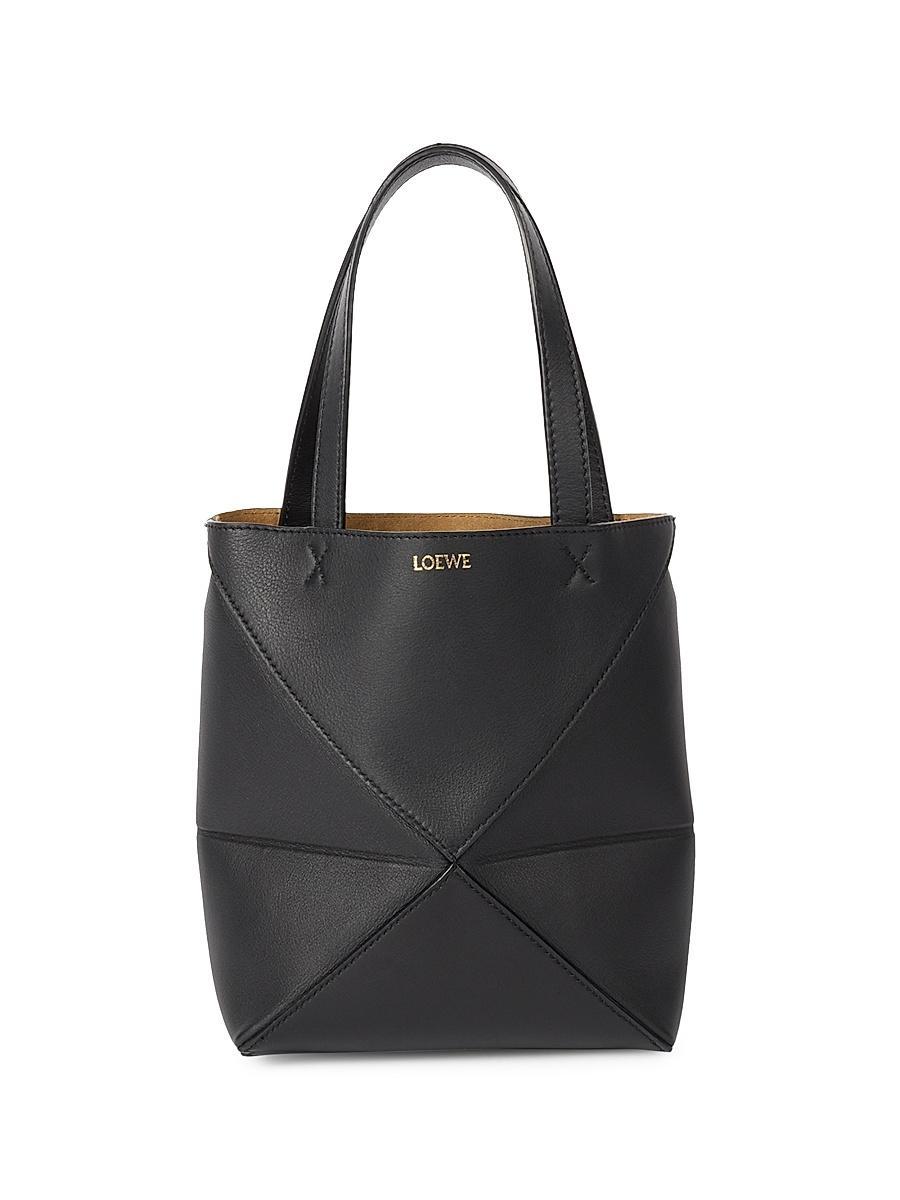 Puzzle Fold Mini Tote Bag in Shiny Leather Product Image