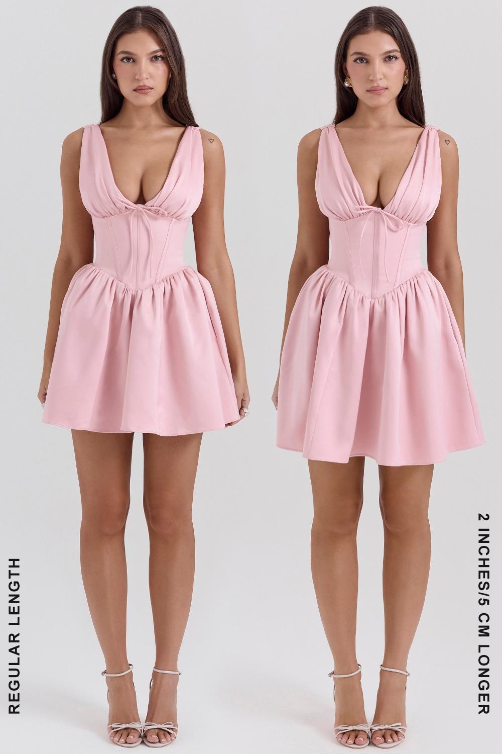 Emmeliette Powder Pink Satin Mini Dress Product Image