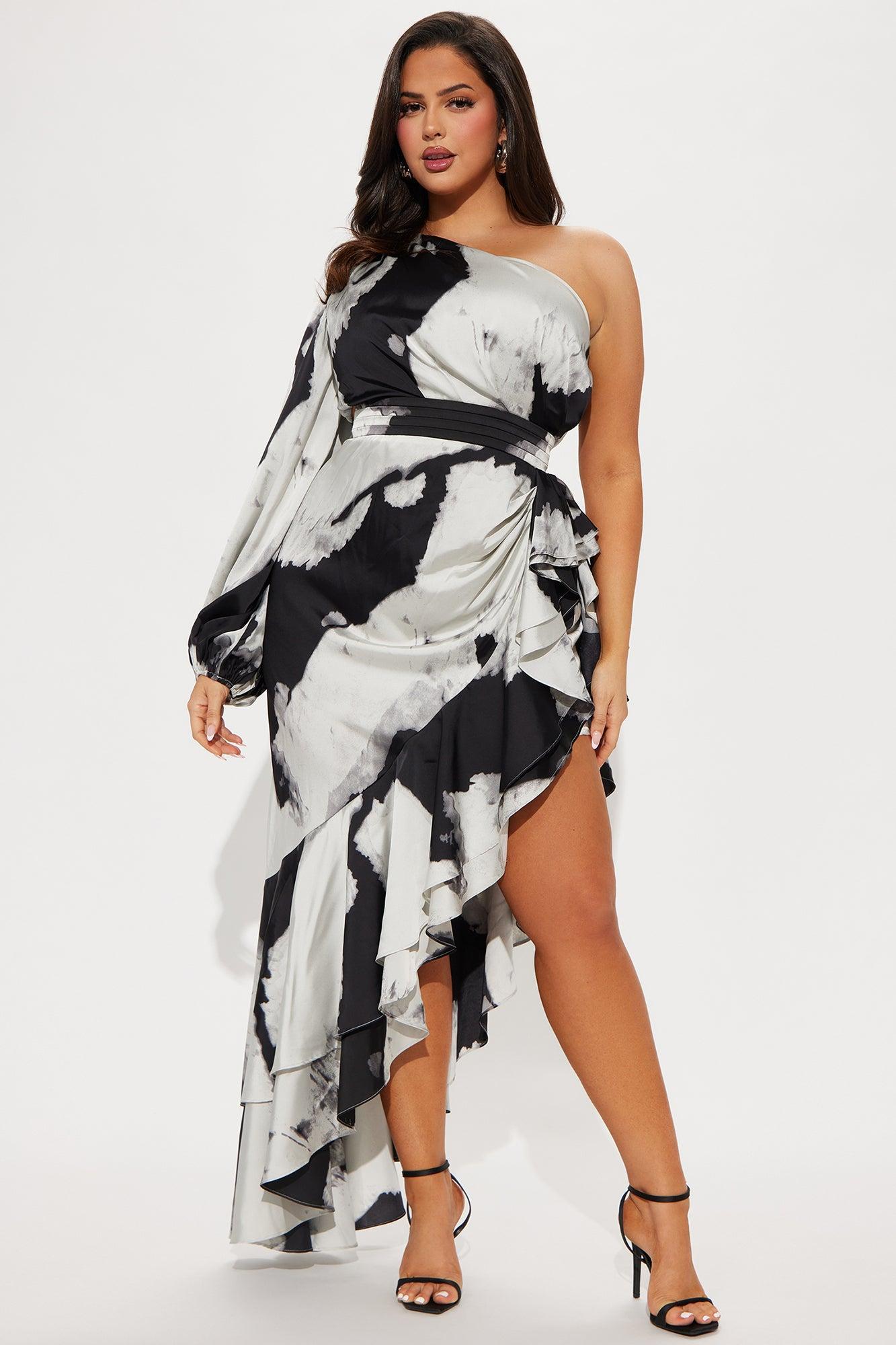 Florence Satin Maxi Dress - Black/combo Product Image