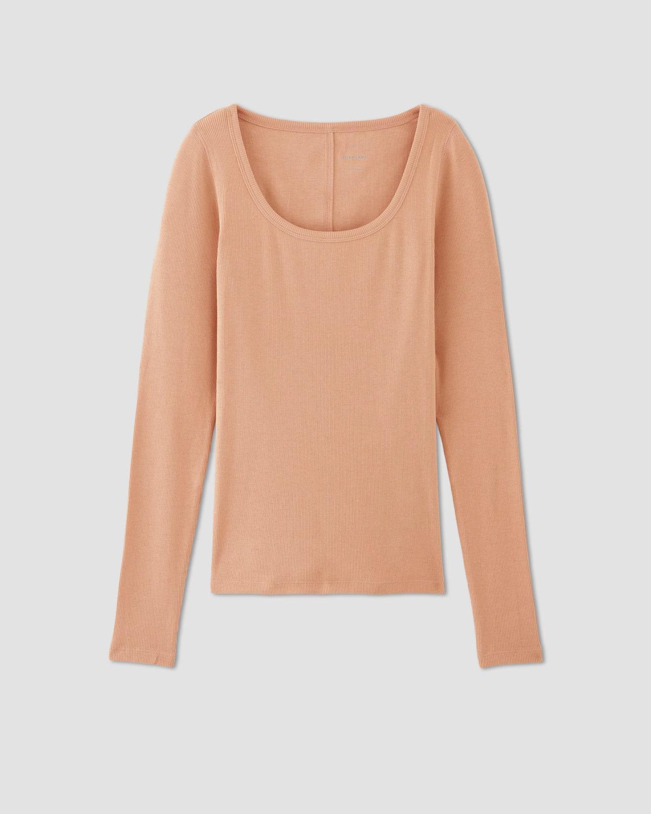The Luxe Rib Long-Sleeve Scoop-Neck Tee Product Image