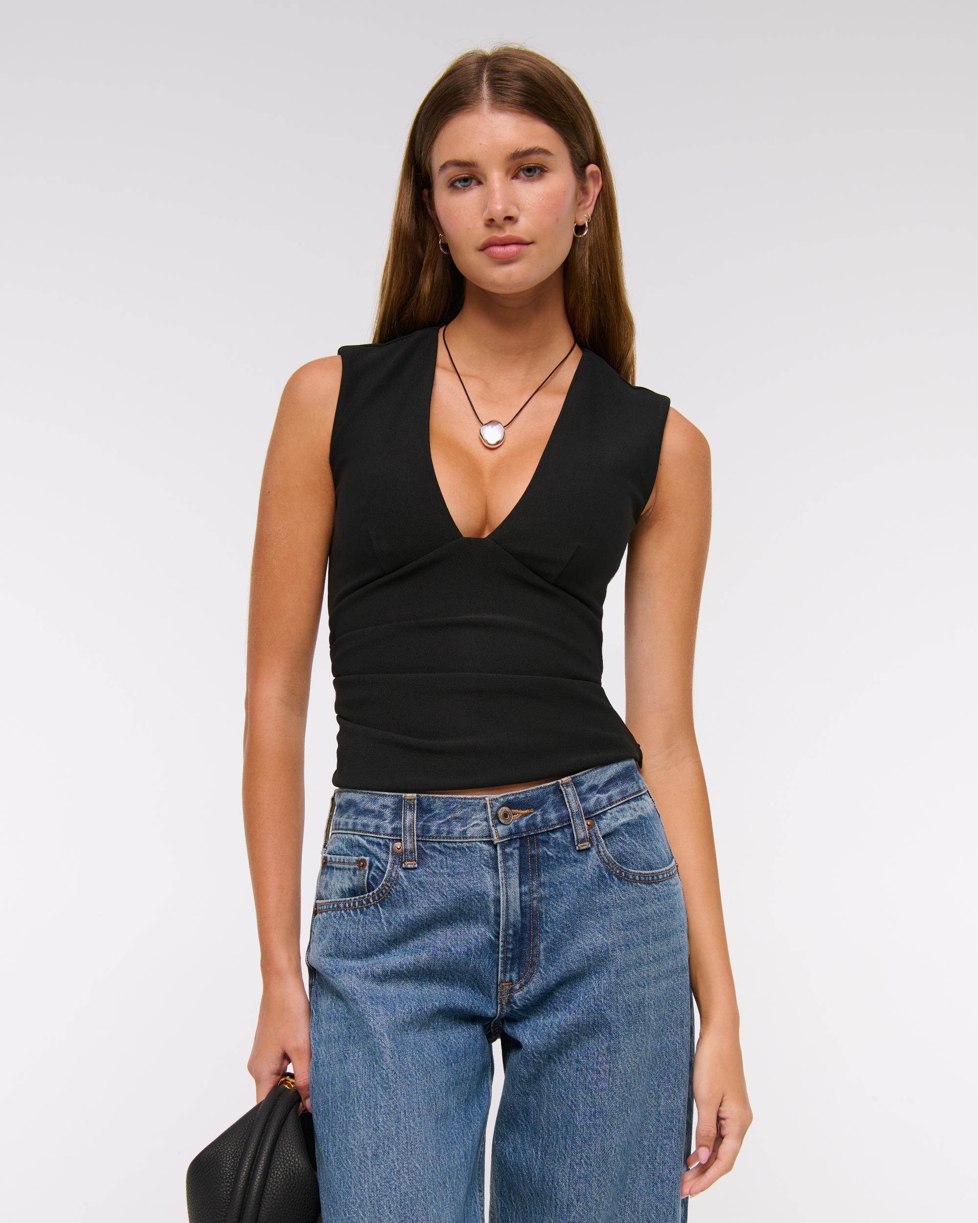 Bra-Free Plunge Ruched Top Product Image