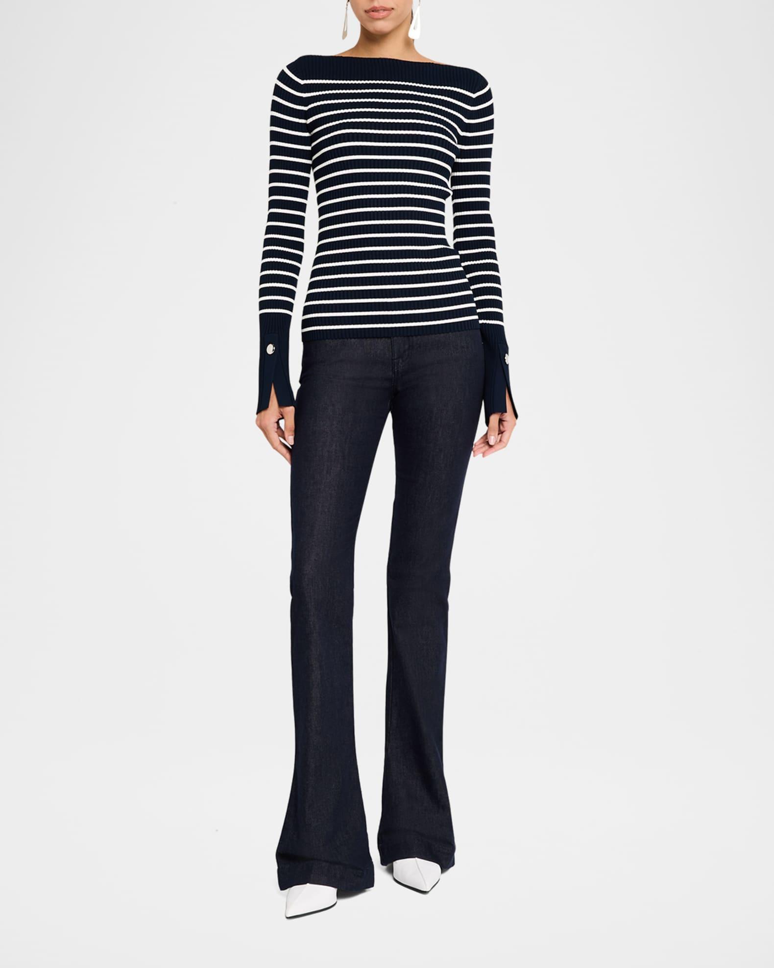 Anya Ribbed Stripe Boat-Neck Top Product Image