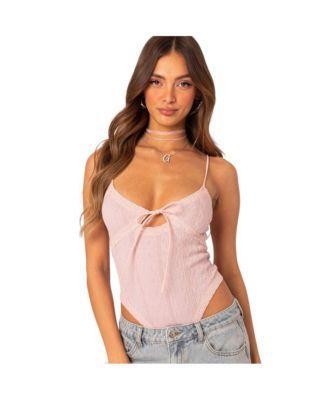 Edikted Womens Lacey Knit Cut Out Bodysuit Product Image