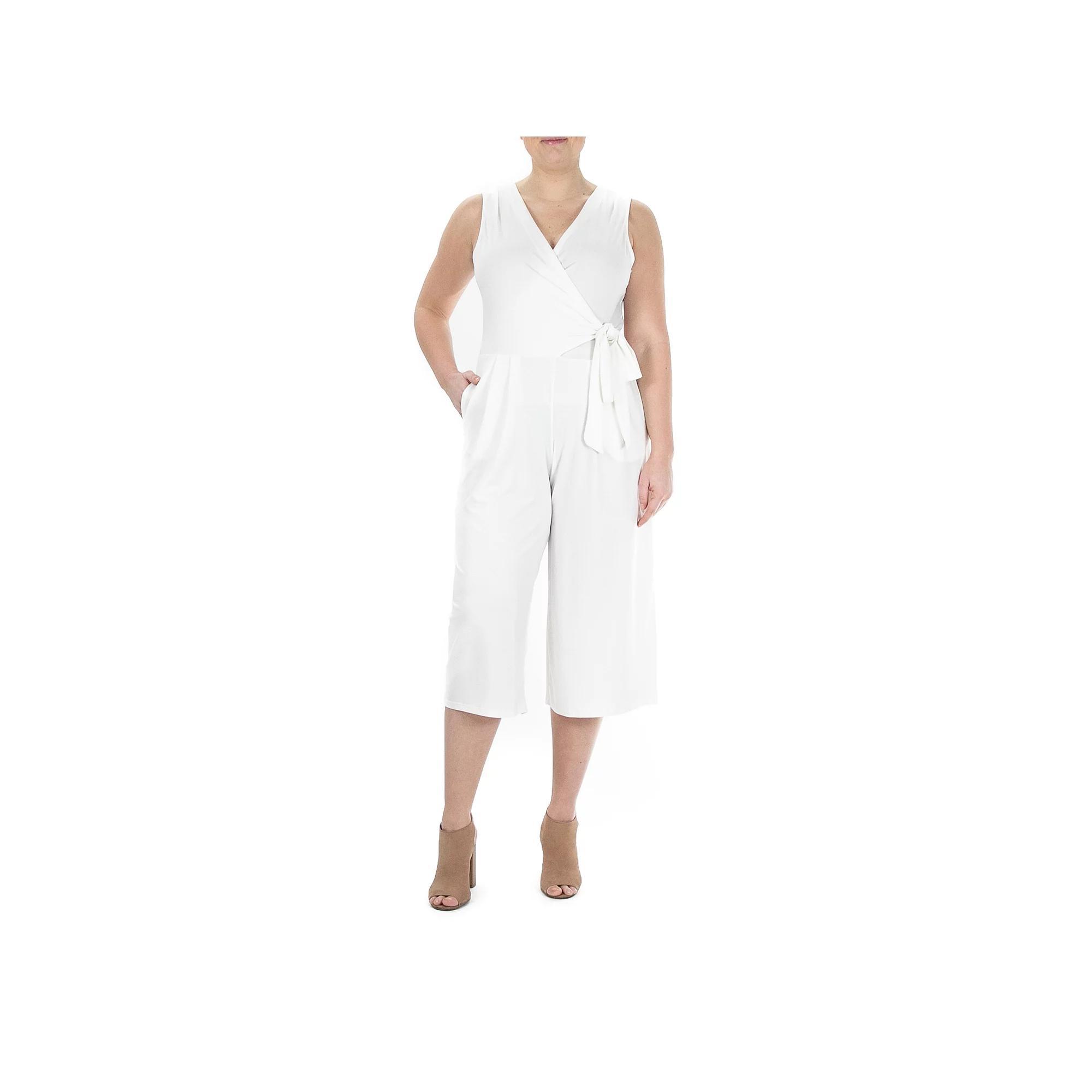 Women's Nina Leonard Wide-Leg Capri Jumpsuit, Size: XL, Ivory Product Image