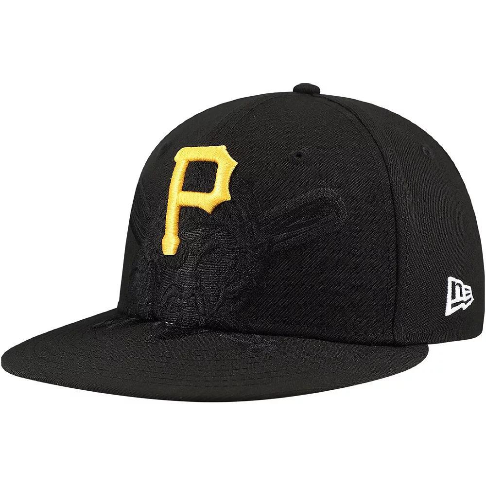 Men's New Era Black Pittsburgh Pirates Shadow Logo 59FIFTY Fitted Hat, Size: 7 Product Image
