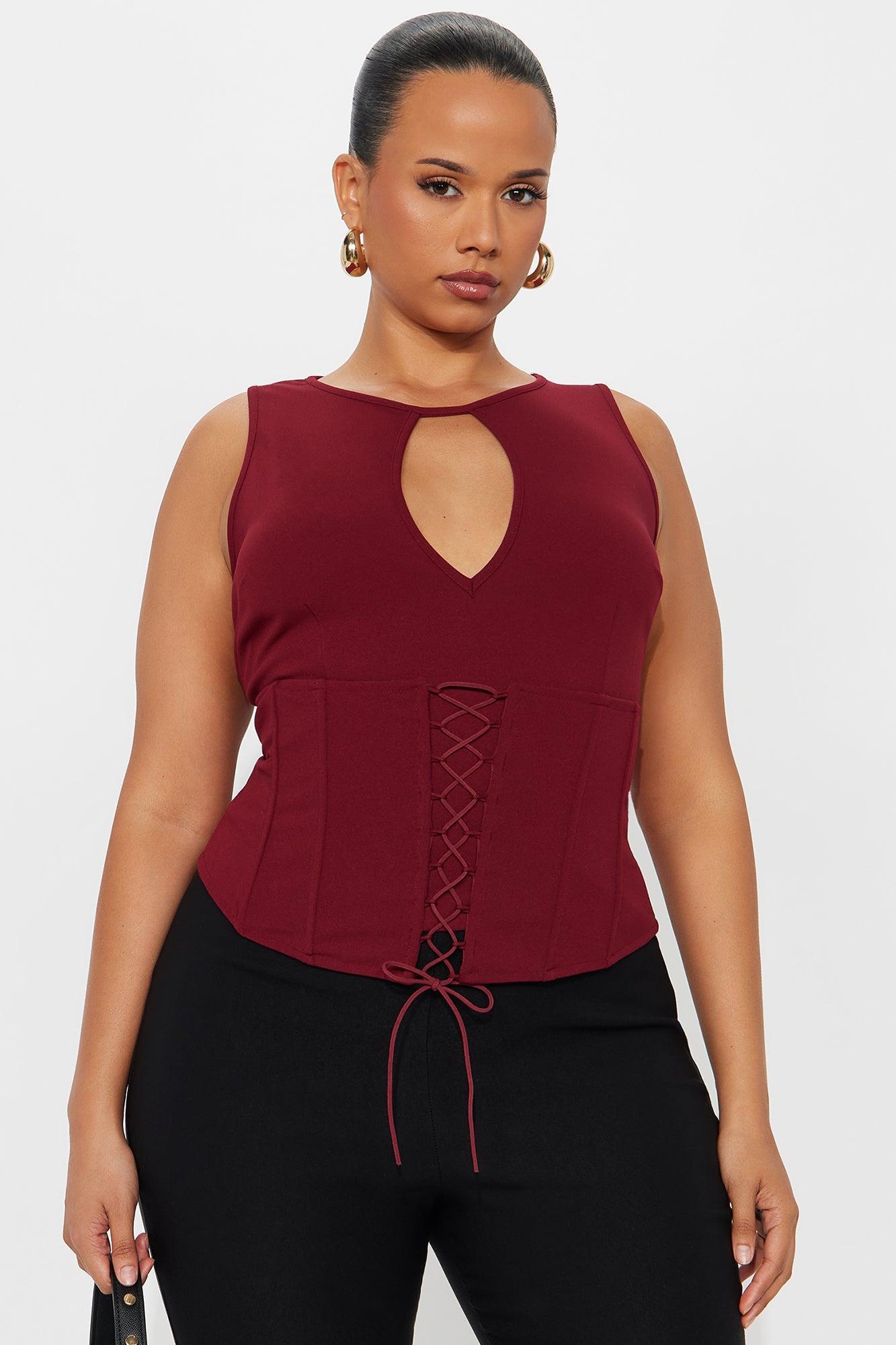 Muse Corset Waist Top - Plum Product Image