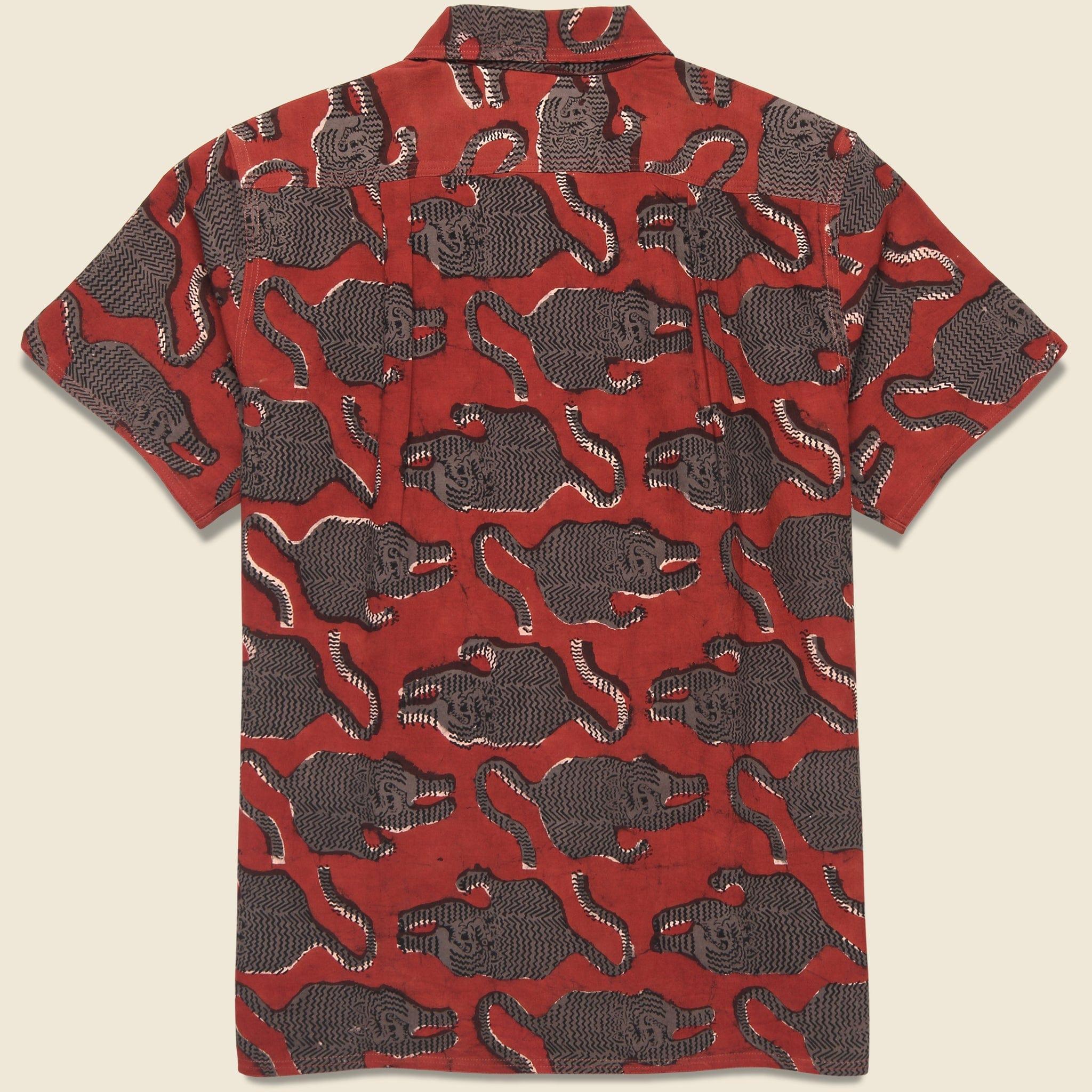 Tiger Block Print Shirt - Red Product Image