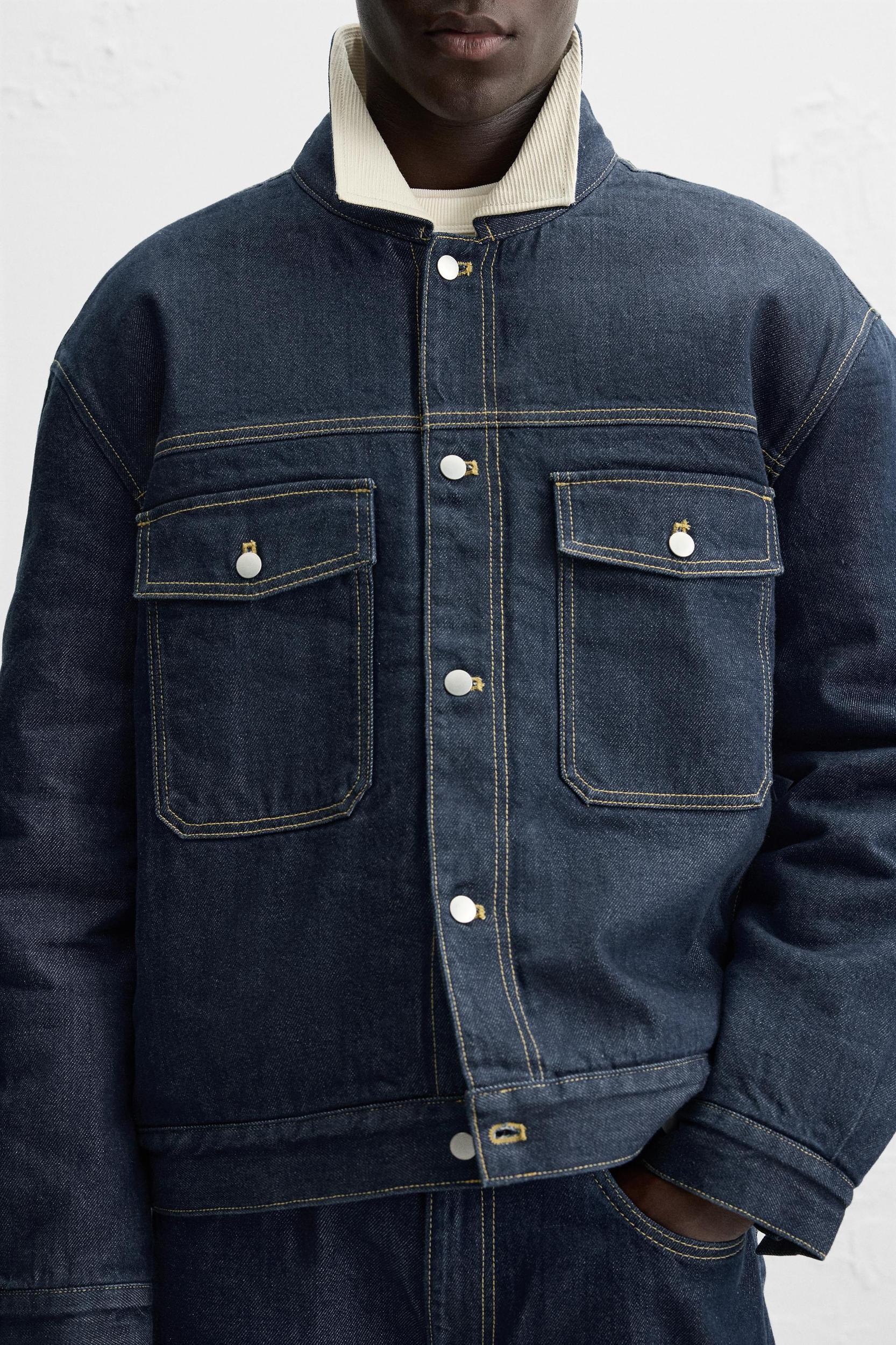 CONTRAST COLLAR DENIM JACKET Product Image