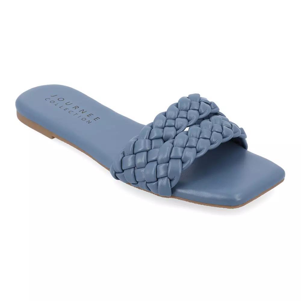 Journee Sawyerr Women's Braided Slide Sandals, Size: 5.5, Blue Product Image