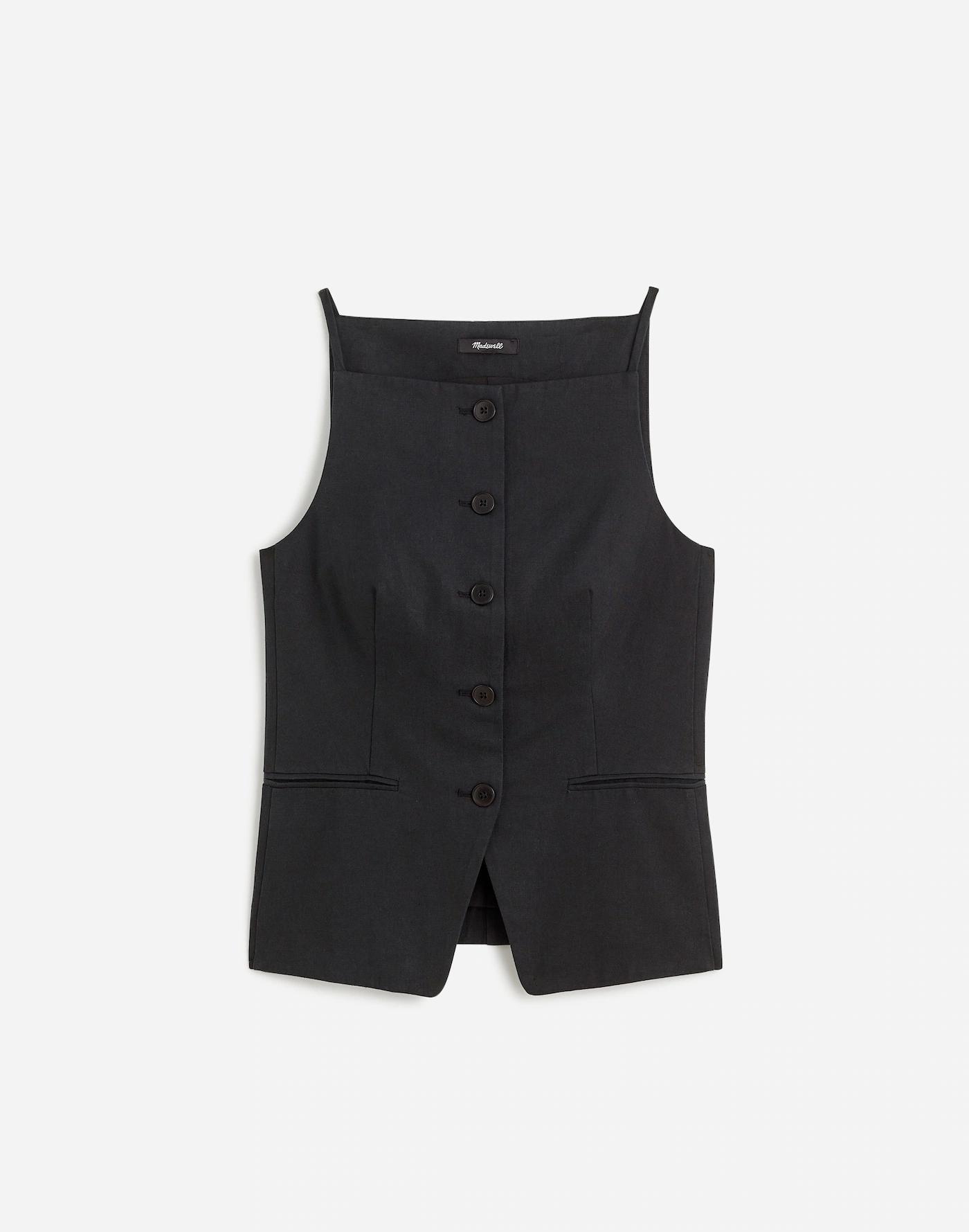 Square-Neck Vest in Drapey Twill Product Image