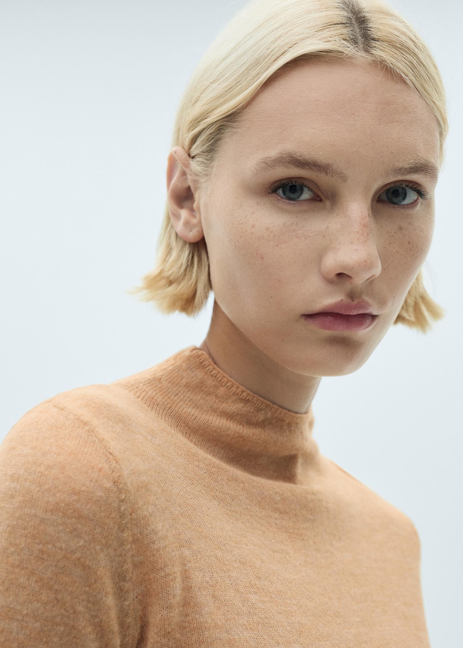 Fine-knit sweater with perkins neck - Women | MANGO USA Product Image