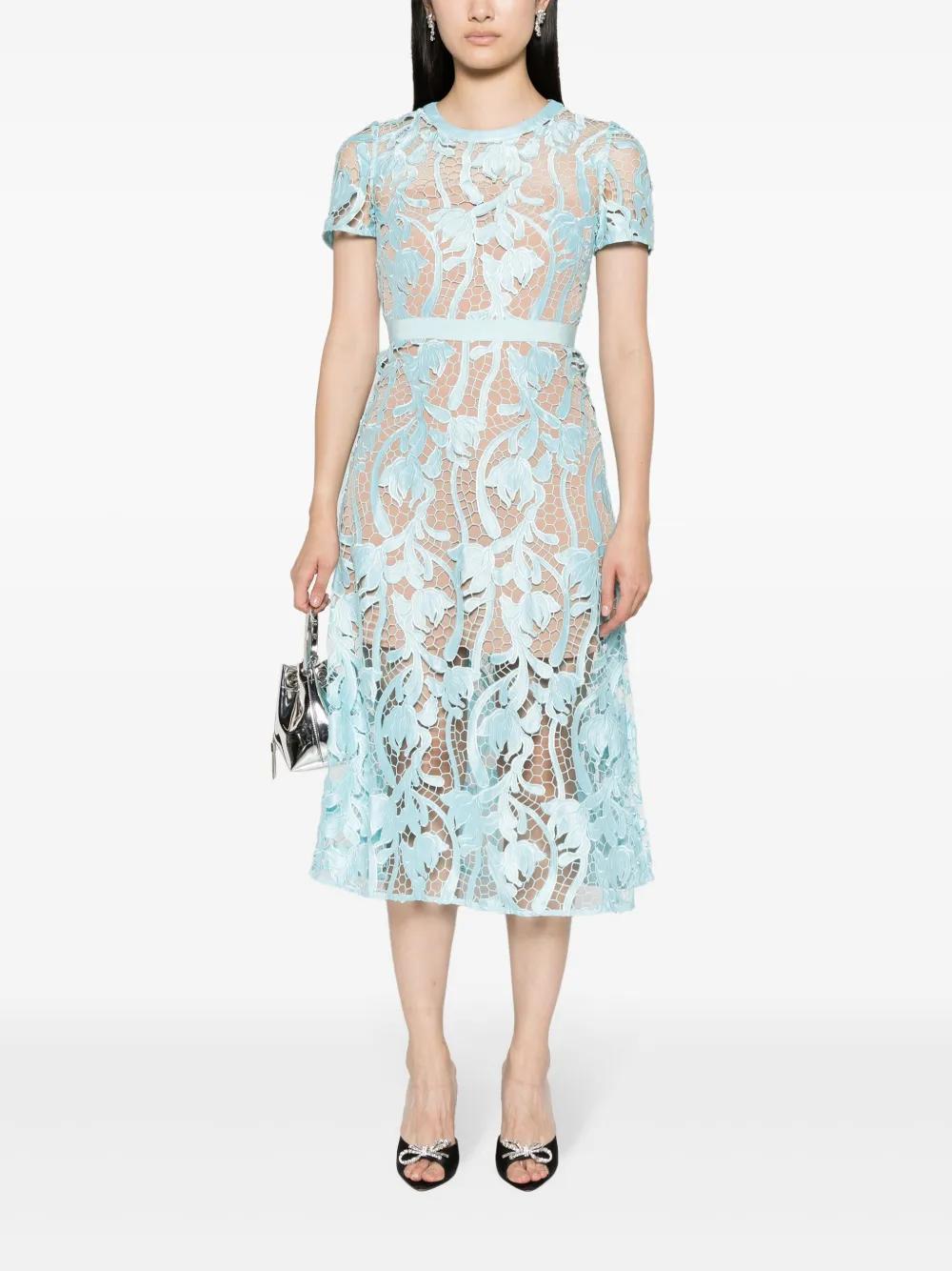 guipure-lace flared midi dress Product Image