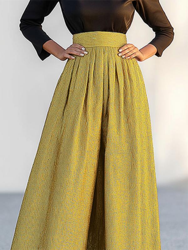 Loose Wide Leg Solid Color Casual Pants Bottoms Trousers Product Image