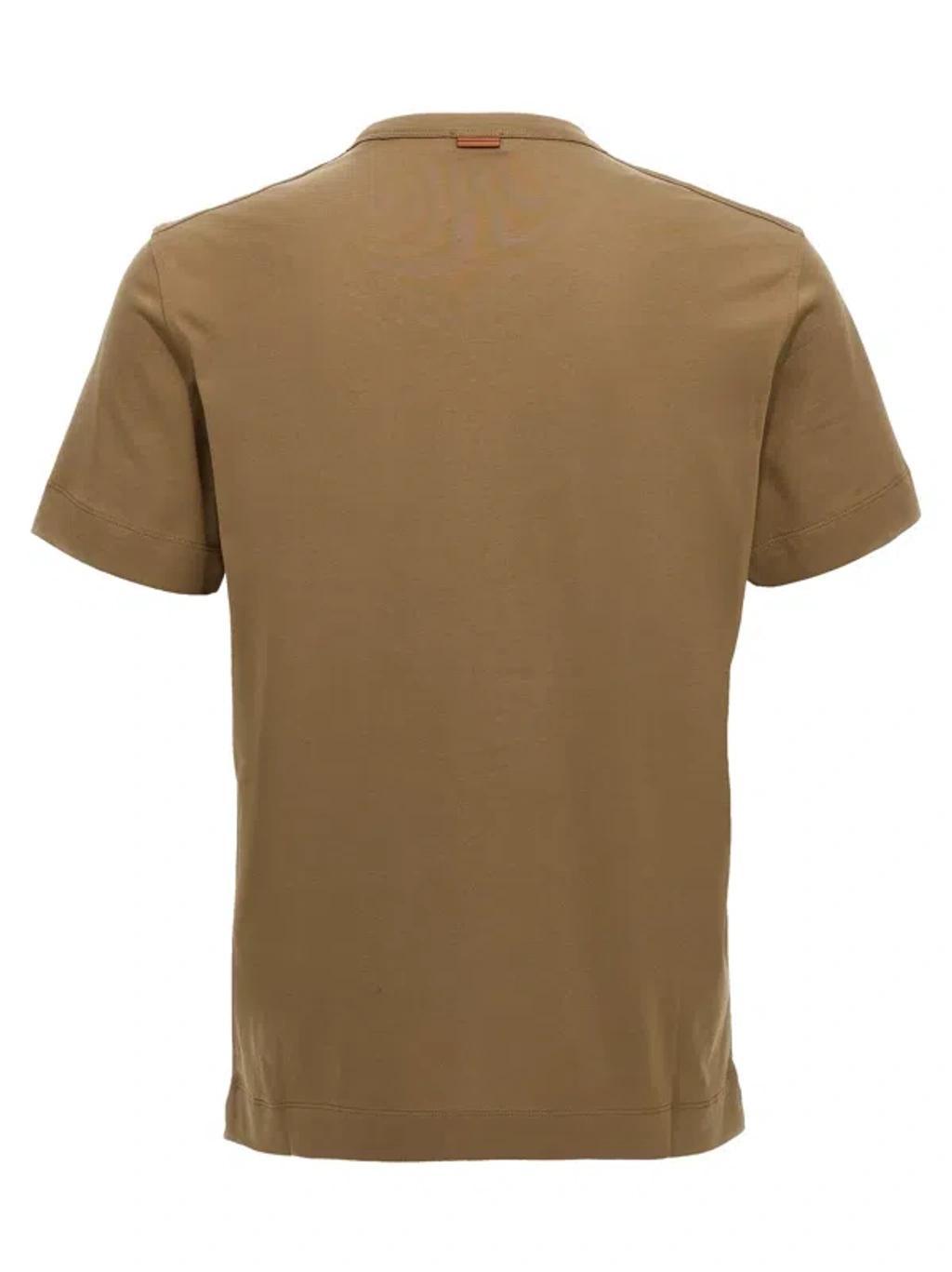 ZEGNA Logo Embroidery T-shirt In Green Product Image