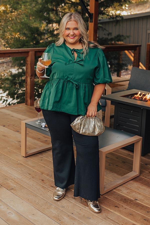 Meant For Martinis Peplum Top in Hunter Green Curves Product Image