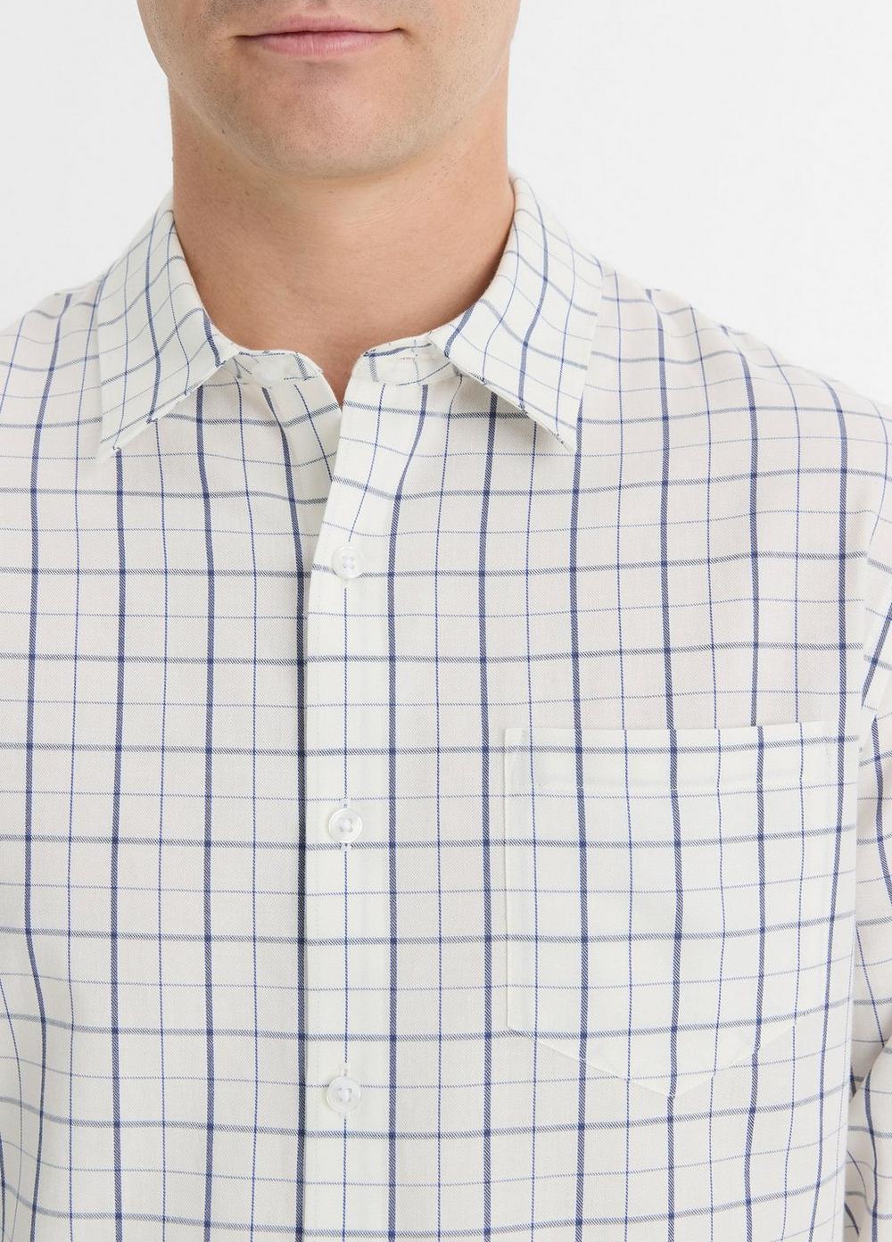 Mens Barlow Plaid Cotton-wool Shirt, Pebble White/coastal Blue, Size S Vince Product Image