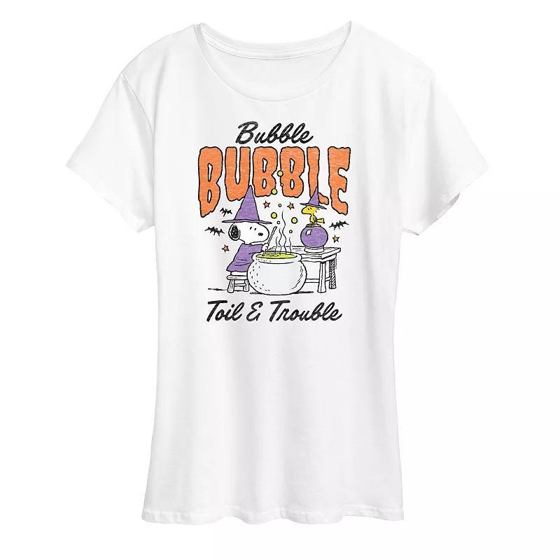 Women's Peanuts Snoopy & Woodstock Bubble Bubble Toil Trouble Graphic Tee, Size: XL, White Product Image