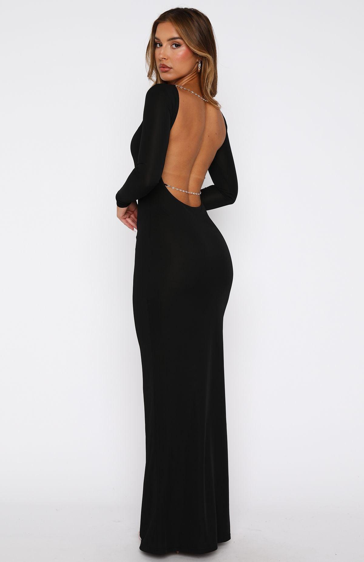 Countdown To Midnight Maxi Long Sleeve Dress Black Product Image