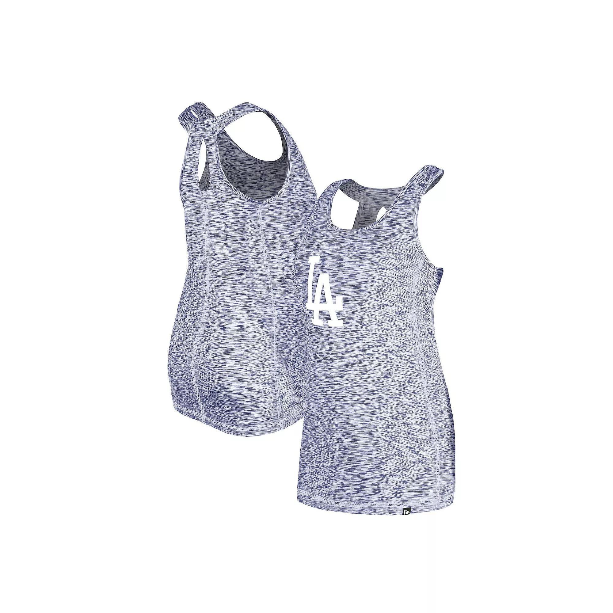 Women's New Era Royal Los Angeles Dodgers Space Dye Keyhole Back Tank Top, Size: Medium, Blue Product Image