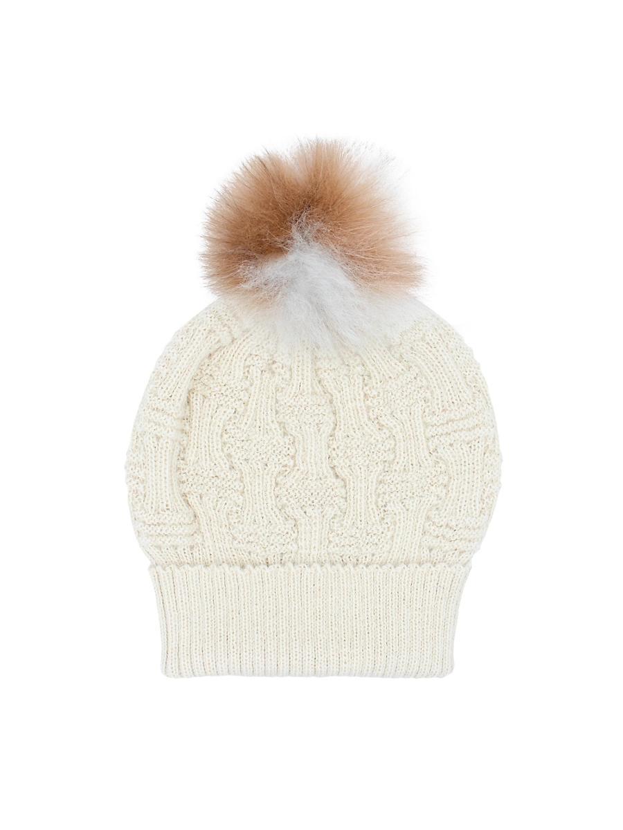 Womens Alpaca Knit Pom-Pom Beanie Hat Product Image