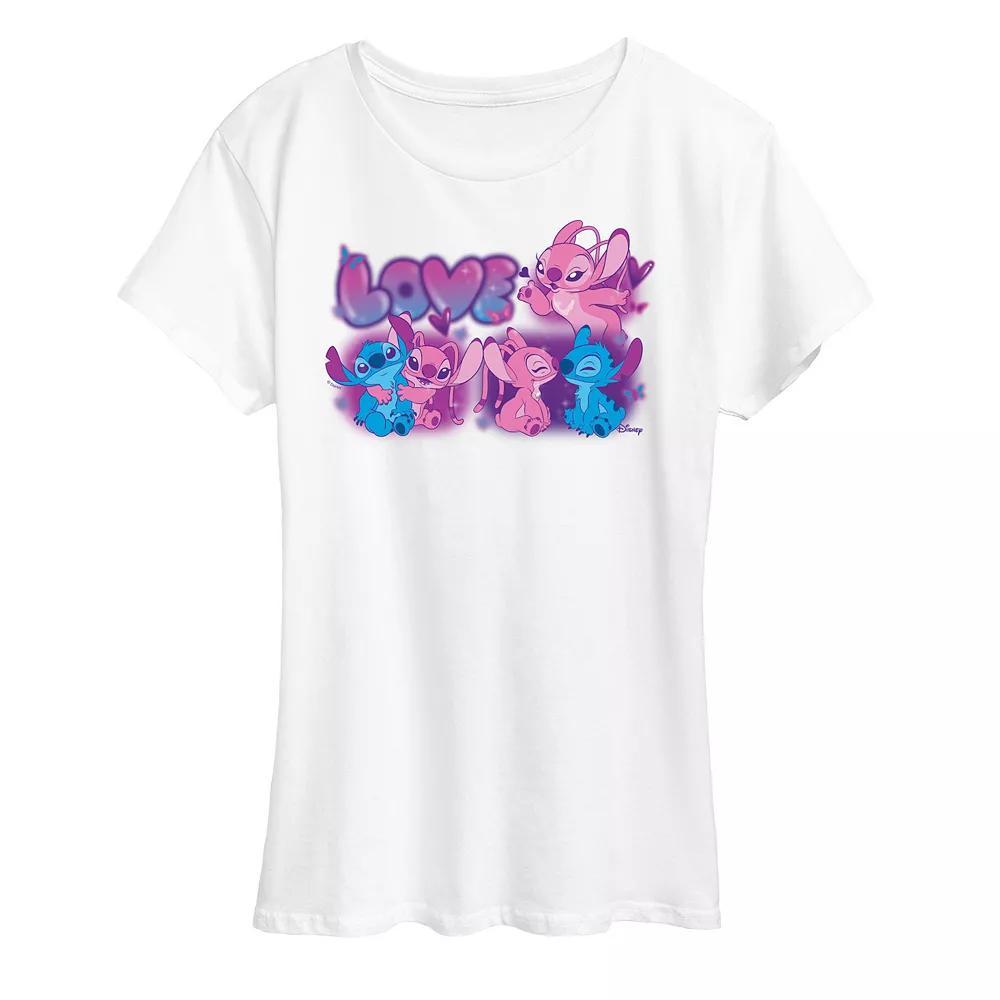 Disneys Lilo & Stitch Womens Love Grid Graphic Tee Grey Gray Product Image