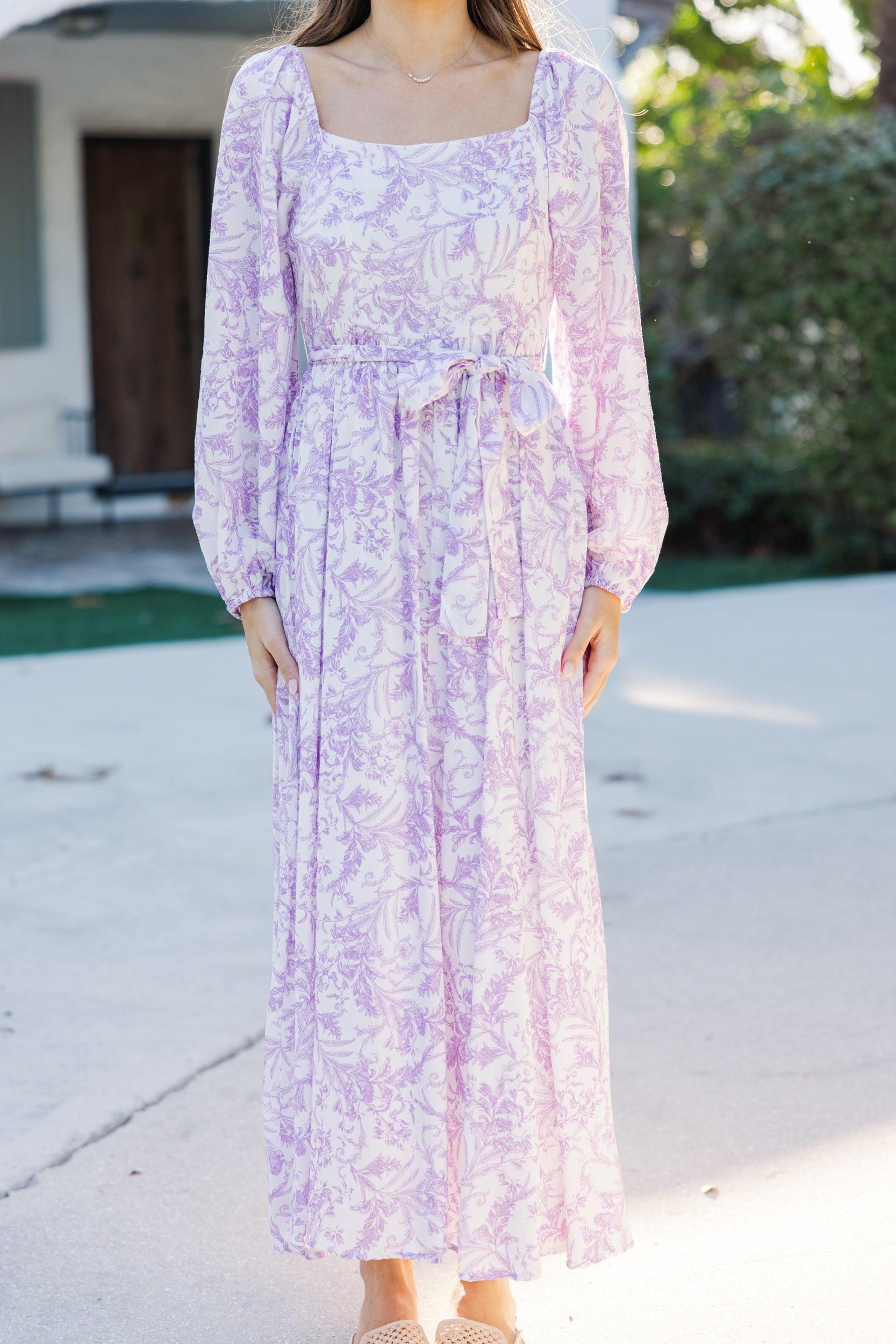 Feeling Oh So Sweet Lavender Toile Midi Dress Female Product Image