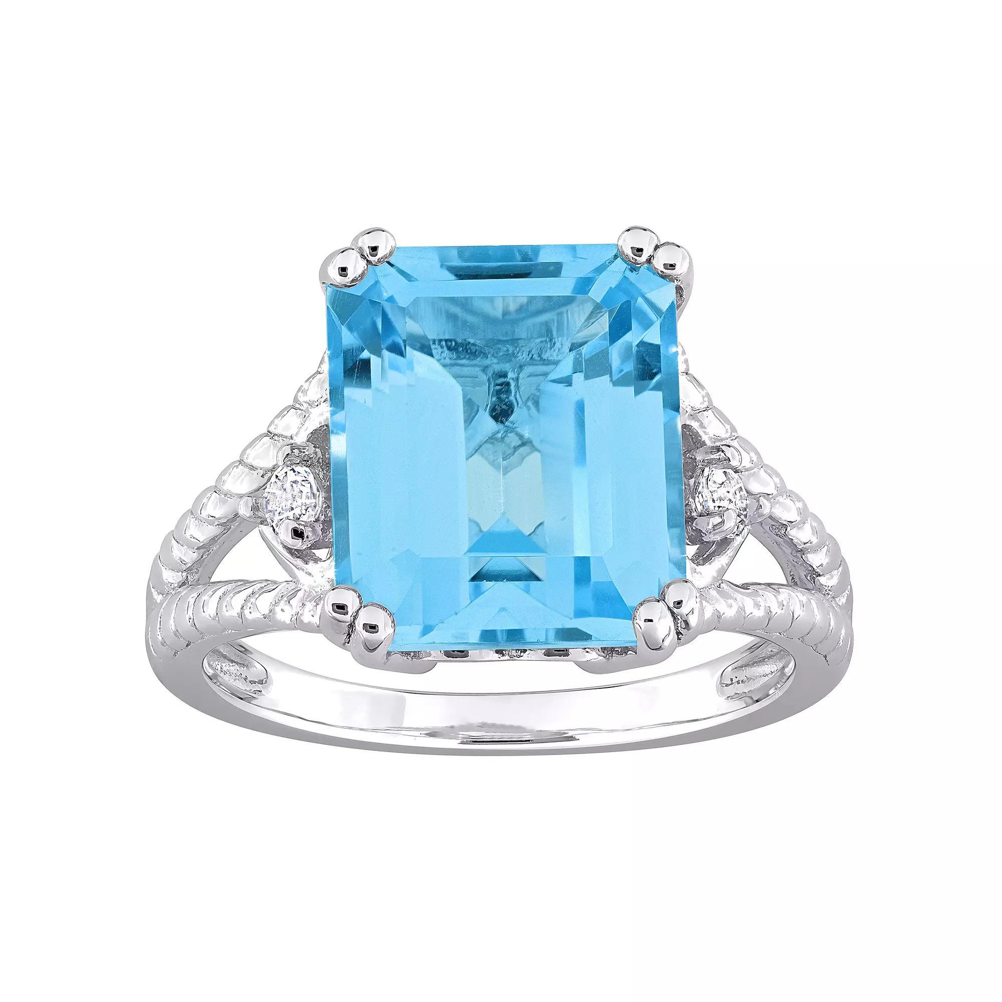 Stella Grace Sterling Silver Sky Blue Topaz & White Topaz Cocktail Ring, Women's, Size: 7.50 Product Image