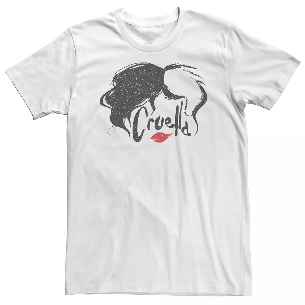 Big & Tall Disney Cruella Hair & Lips Logo Tee, Men's, Size: 3XL, White Product Image