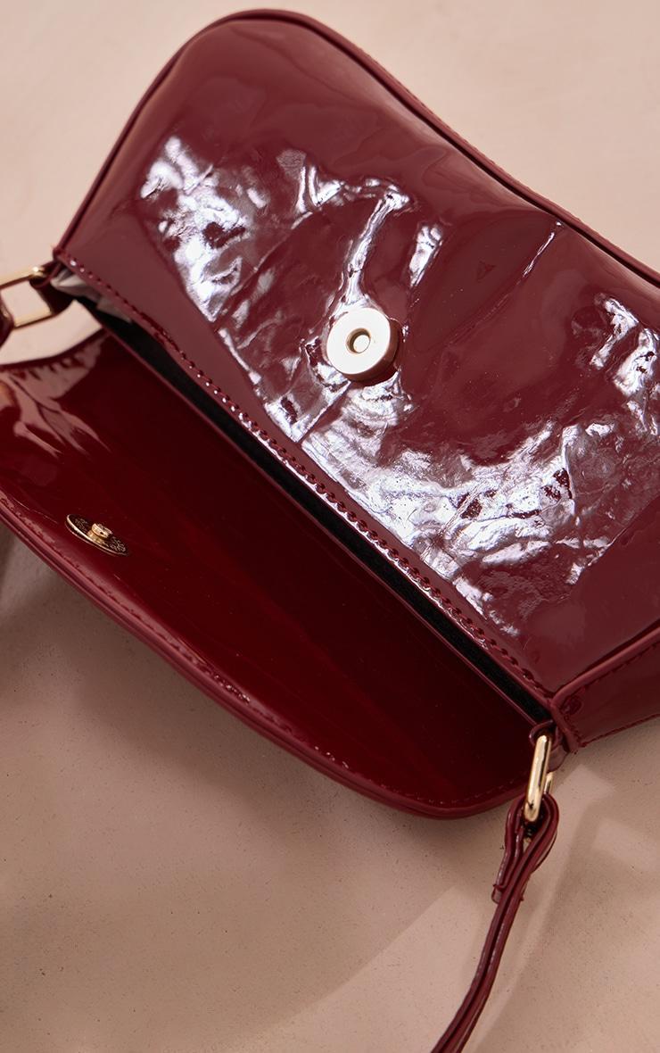 Burgundy Patent Slim Curved Shoulder Bag Product Image