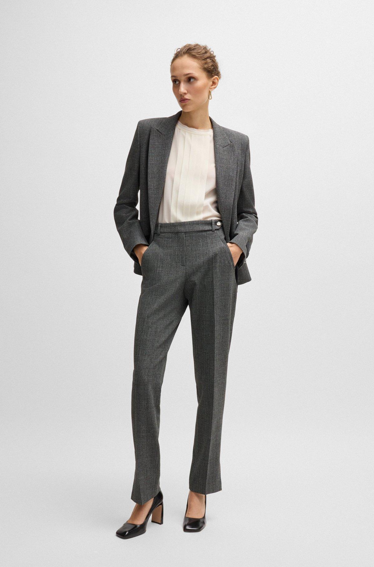 Slim-leg trousers in checked stretch fabric Product Image