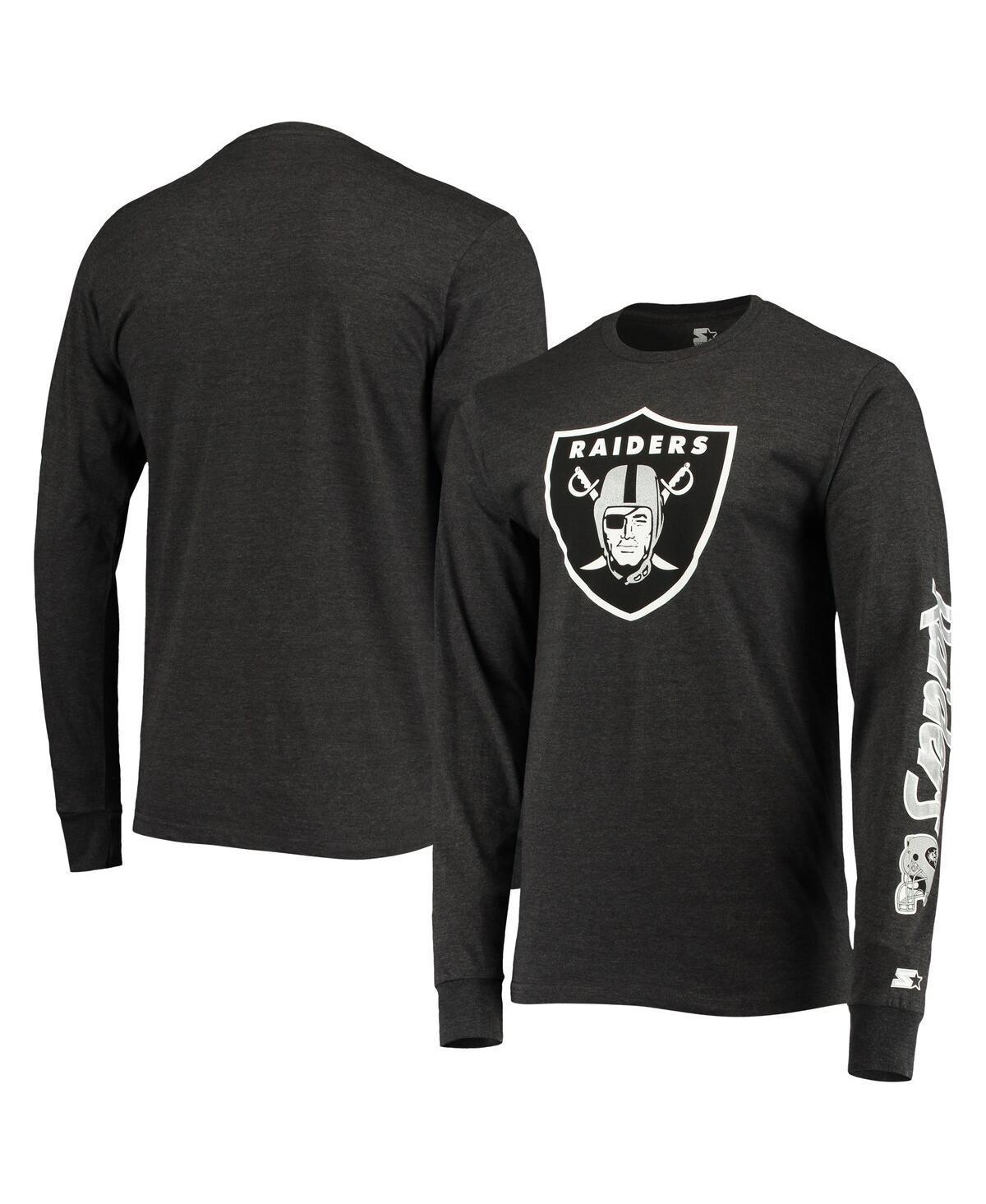 Mens Starter Heathered Black Las Vegas Raiders Halftime Long Sleeve T-Shirt Product Image