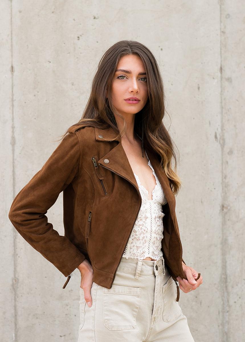 Roxana Leather Jacket in Nutmeg Product Image
