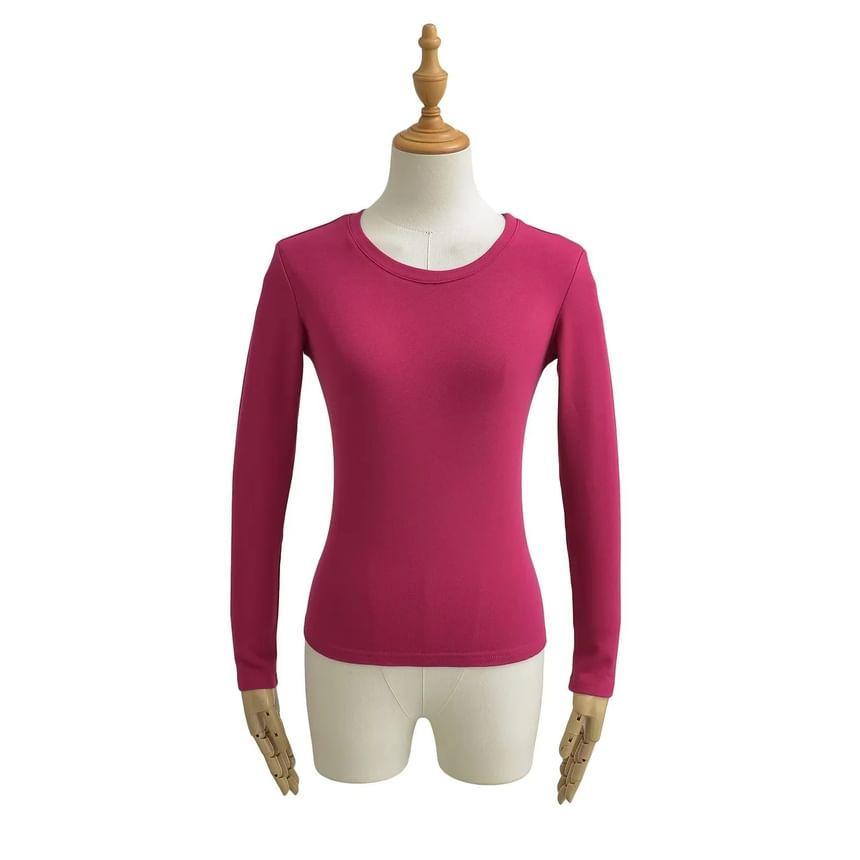 Long-Sleeve Round Neck Plain Tee Product Image