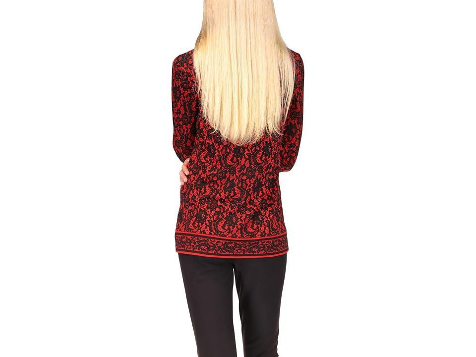 MICHAEL Michael Kors Lace Border Lace-Up Top (Crimson) Women's Clothing Product Image