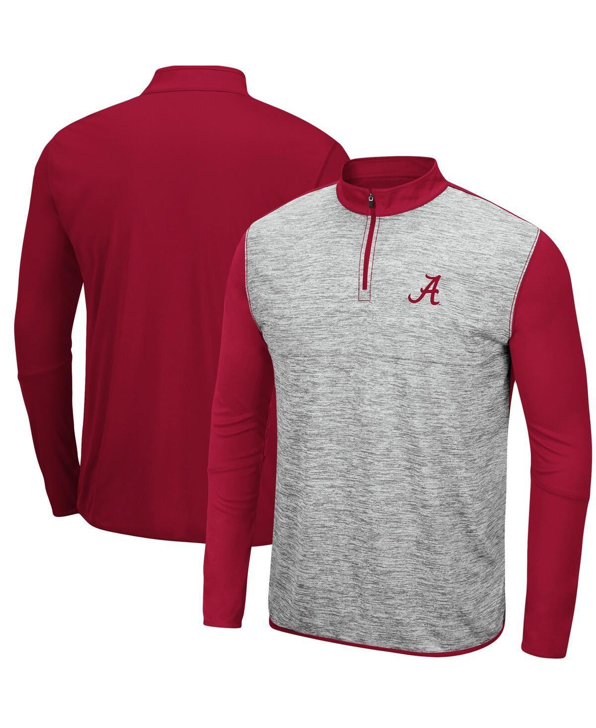Men's Colosseum Heathered Gray/Crimson Alabama Crimson Tide Prospect Quarter-Zip Jacket, Size: Large, Grey Product Image